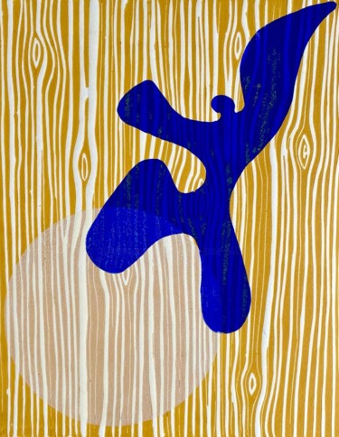 Druckgrafik mit dem Titel "L'envolée la vie, q…" von Fabienne Borie, Original-Kunstwerk, Linoldrucke Auf Keilrahmen aus Holz…