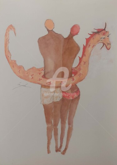 Painting titled "1 place pour 2" by Cegede, Original Artwork, Acrylic