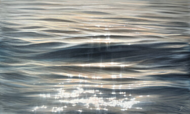 Painting titled "With The Flow" by Eva Volf, Original Artwork, Oil Mounted on Wood Stretcher frame