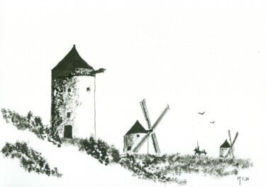 「El Quixote」というタイトルの描画 Michel Van Den Bogaerdeによって, オリジナルのアートワーク, インク