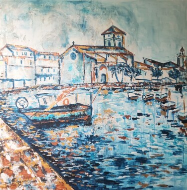 Painting titled "Ciotat" by Sophie Delavague, Original Artwork, Acrylic Mounted on Wood Stretcher frame