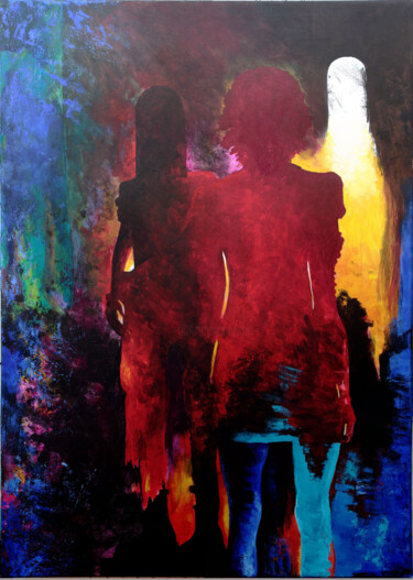 Painting titled "Light at the end of…" by Luro, Original Artwork, Acrylic Mounted on Wood Stretcher frame
