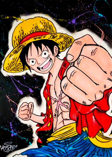 One Piece - Monkey D. Luffy 绘画 标题为“One Piece - Monkey…” 由Alessio Hassan Alì (Hipo), 原创艺术品, 丙烯