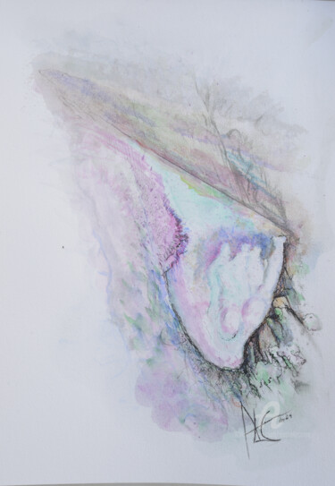 Painting titled "un monde fragile" by André Le Corre, Original Artwork, Watercolor
