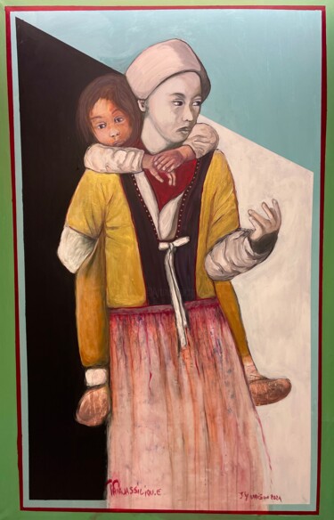 Schilderij getiteld "J’y vais …" door Evangeli Papavassiliou, Origineel Kunstwerk, Acryl