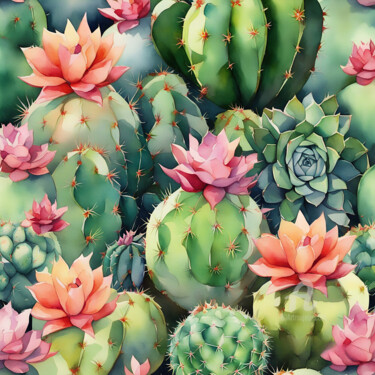 Succulents and cacti #4 Digital Arts titled "Succulents and cact…" by Anna Russo, Original Artwork, Digital Painting