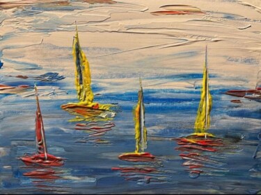 Peinture intitulée "Les Regates a Saint…" par Agata Caliendo - Krystkowiak, Œuvre d'art originale, Acrylique
