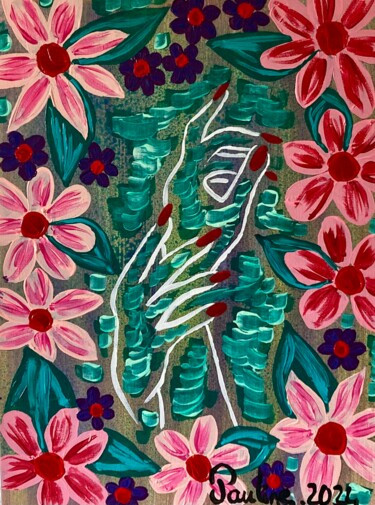 Pintura titulada "Renaissance végétale" por Pauline Chevallot, Obra de arte original, Acrílico Montado en Cartulina