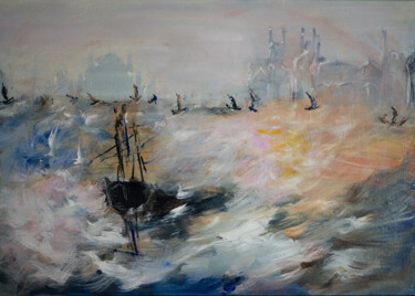 Peinture intitulée "Wenecka burza" par Lidia Sieczkowska, Œuvre d'art originale, Acrylique