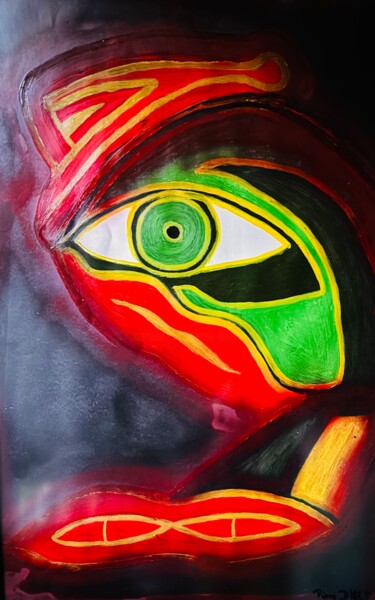 Schilderij getiteld "« One Eye of Nowher…" door Pierre Diels, Origineel Kunstwerk, Acryl Gemonteerd op Frame voor houten bra…