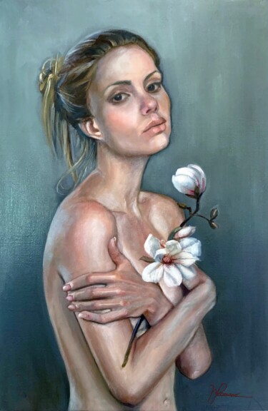 Flowers on the Skin 绘画 标题为“Flowers on the Skin” 由Maria Romano, 原创艺术品, 油
