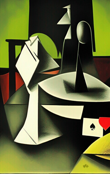 One day in the life of one card Painting titled "One day in the life…" by Anna Alekberova, Original Artwork, Oil Mounted on Wood Stretcher frame