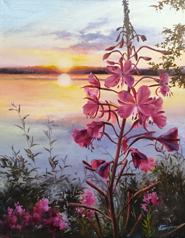 Painting titled "Fireweed" by Natalya Pyankova, Original Artwork, Oil