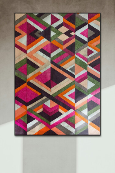 Geometric Tapestry - Serie DIRTY SILK Peinture intitulée "Geometric Tapestry…" par Martina Schneider-Hartmann, Œuvre d'art originale, Acrylique