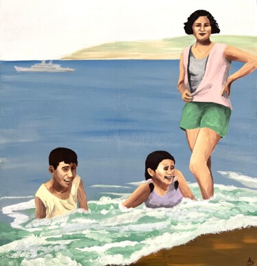 Картина под названием "Plage de Tanger, 19…" - Anna D., Подлинное произведение искусства, Акрил