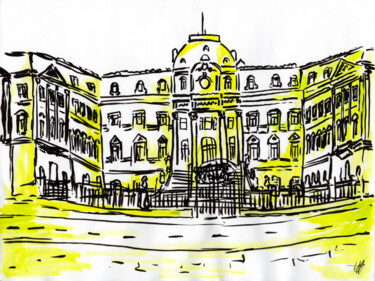 Painting titled "La Préfecture du No…" by Antoine Dazy, Original Artwork, Watercolor