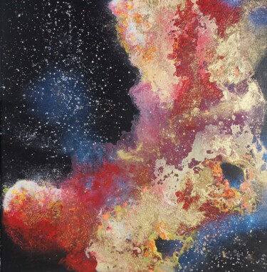 绘画 标题为“Nebula in peach, ye…” 由Lynda Rosemarie Stevens, 原创艺术品, 丙烯