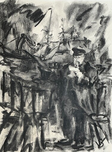 Drawing titled "The letter." by Victoria General, Original Artwork, Charcoal