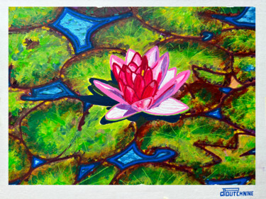Monet for nothing - Nymphéa rose / Pink lotus Peinture intitulée "Monet for nothing -…" par Pascal Poutchnine, Œuvre d'art originale, Acrylique