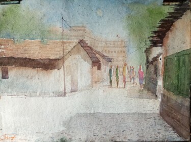Painting Картина под названием "Painting" - Saibal Singh Sonchoy, Подлинное произведение искусства, Акварель