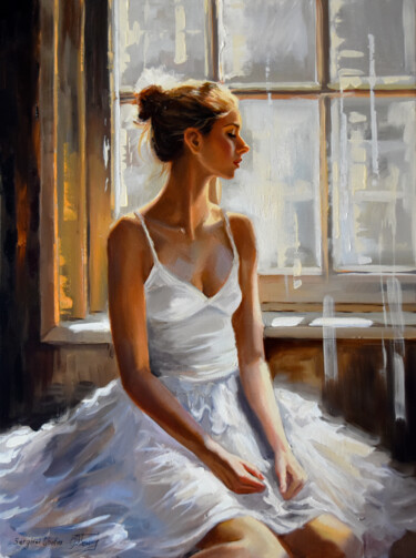绘画 标题为“A ballerina portrai…” 由Serghei Ghetiu, 原创艺术品, 油 安装在木质担架架上