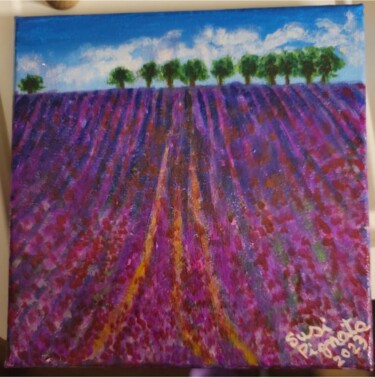 Painting titled "Campo di lavanda" by Susi Pignata, Original Artwork, Acrylic