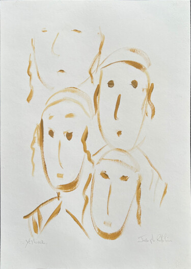Schilderij getiteld "Yeshiva" door Joseph Rethlin, Origineel Kunstwerk, Acryl