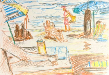 제목이 "Plage"인 그림 Benoit Boutoille로, 원작, 연필