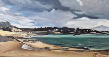 La plage de la salinette Peinture intitulée "La plage de la sali…" par Christel Soubeyre, Œuvre d'art originale, Huile Monté sur Châssis en bois