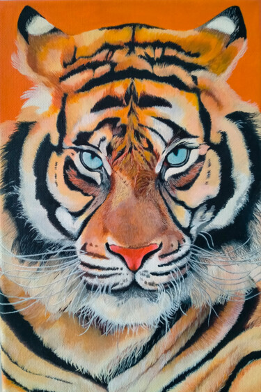 绘画 标题为“Tiger” 由Aleksandra Efremova, 原创艺术品, 丙烯 安装在木质担架架上