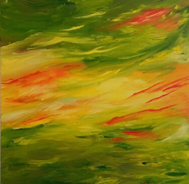 Peinture intitulée "ô soleil" par Françoise Rutillet, Œuvre d'art originale, Huile Monté sur Châssis en bois