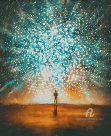 绘画 标题为“The cosmic presence…” 由Giovanni Sanesi, 原创艺术品, 油