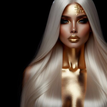 Digitale Kunst mit dem Titel "Gold time" von Kristina Maliuta, Original-Kunstwerk, KI-generiertes Bild