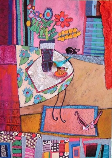 Peinture intitulée "L'OISEAU BLEU" par Catherine Suchocka, Œuvre d'art originale