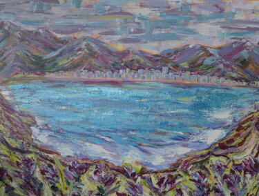 Картина под названием "City at the sea in…" - Yuliya Gündoğan (ostbiju_art), Подлинное произведение искусства, Акрил