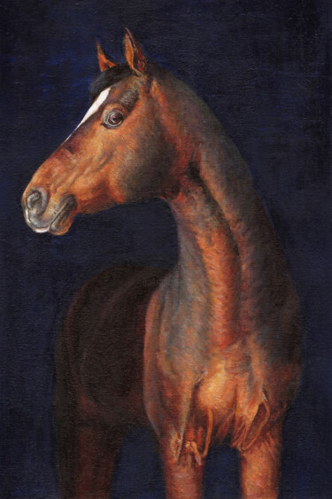 Painting titled "Red horse" by Andrey Maysky, Original Artwork, Oil