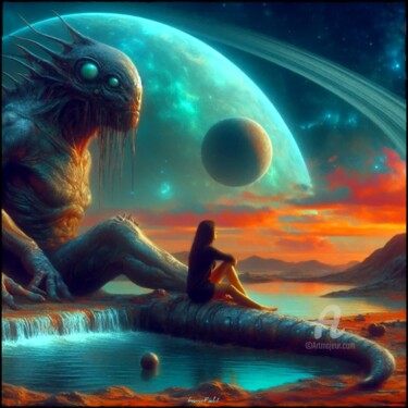 数字艺术 标题为“Rencontre au bord d…” 由Cosmicphil1, 原创艺术品, 数字油画