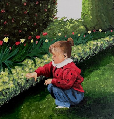 Painting titled "Jardin d’enfance" by Anna D., Original Artwork, Acrylic