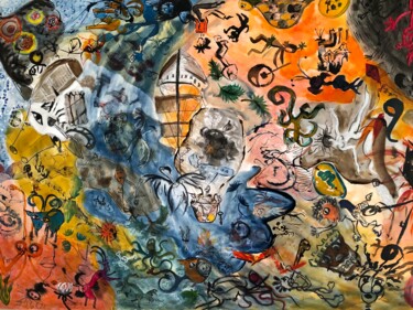 Peinture intitulée "LA VAGUE" par Isabelle Scheidt, Œuvre d'art originale, Acrylique Monté sur Panneau de bois