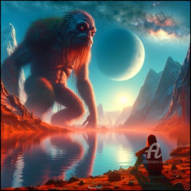 数字艺术 标题为“Rencontre au bord d…” 由Cosmicphil1, 原创艺术品, 数字油画