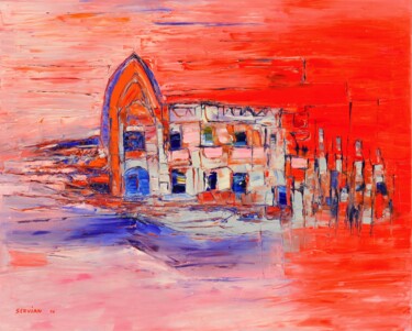 Malerei mit dem Titel "abbaye du 13 ème si…" von Frederic Servian, Original-Kunstwerk, Öl