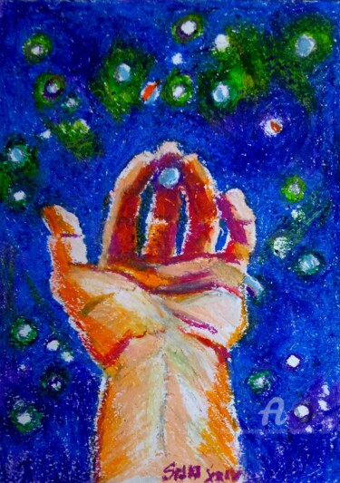 Peinture intitulée "Gouttes de pluie..." par Slobodan Spasojevic (Spaki), Œuvre d'art originale, Pastel