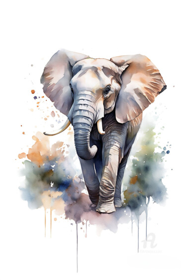 Elephant Arts numériques intitulée "Elephant" par Anna Russo, Œuvre d'art originale, Travail numérique 2D