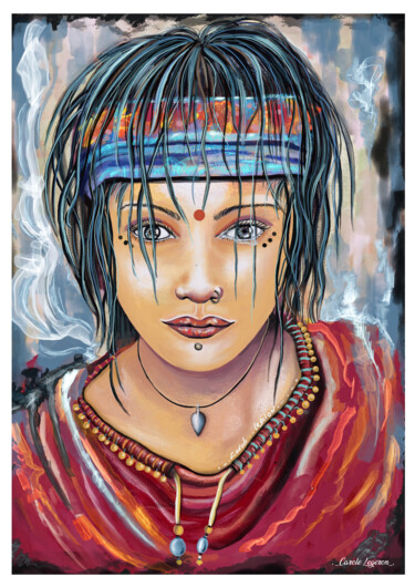 La fille à la fumée Digital Arts titled "La fille à la fumée" by Carole Legeron, Original Artwork, Digital Painting