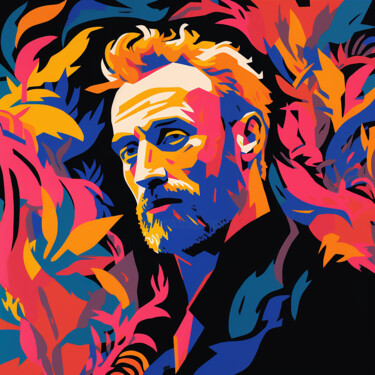 绘画 标题为“Abstract portrait o…” 由Kosta Morr, 原创艺术品, 丙烯 安装在木质担架架上