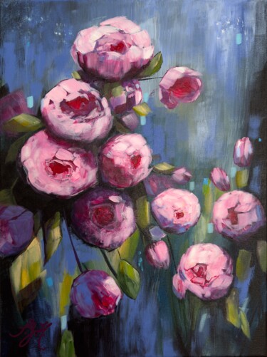 Malerei mit dem Titel "My Roses 5" von Sandra Gebhardt-Hoepfner, Original-Kunstwerk, Acryl Auf Keilrahmen aus Holz montiert