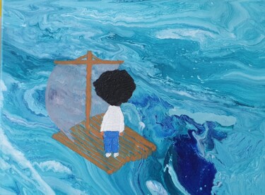 "L'enfant et l'océan" başlıklı Tablo Elv Noh tarafından, Orijinal sanat, Akrilik Ahşap Sedye çerçevesi üzerine monte edilmiş