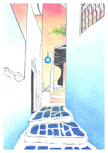 Painting titled "Amorgos at sunrise" by Kadaric, Original Artwork, Acrylic