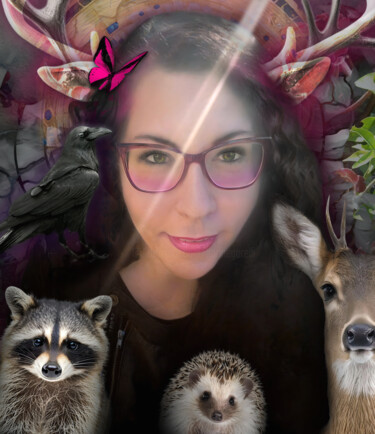 Arts numériques intitulée "Dans mon jardin" par Karine Garelli (Reds Robin), Œuvre d'art originale, Photo montage