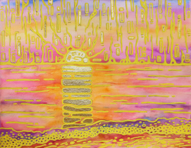 The pink sunset 绘画 标题为“The pink sunset” 由Yulia Belasla, 原创艺术品, 水彩